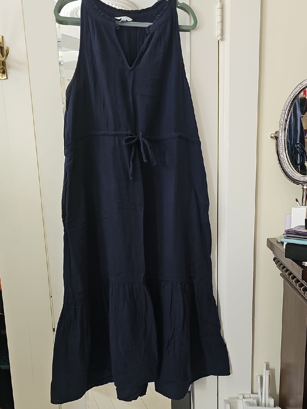 Time and Tru Navy Maxi Dress with Tie Waist XL